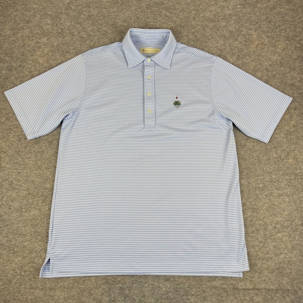 Donald Ross Polo Shirt Merion Golf Club PA Striped Polyester Blue Mens Medium M